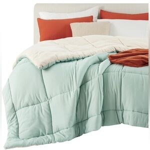 Teal Blue Twin Size Linen Down Alternative Comforter